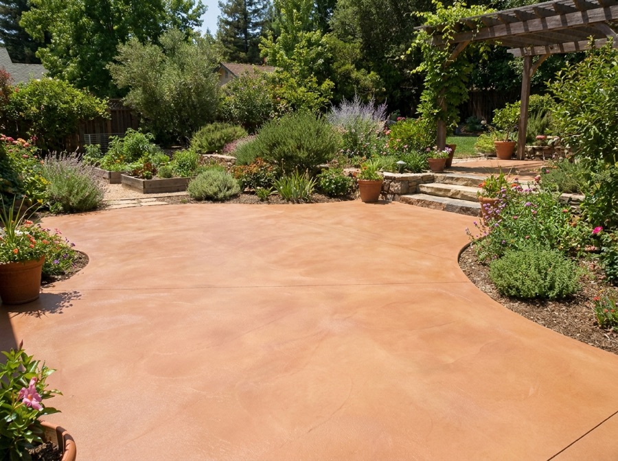 Coloured concrete patio in Winnipeg